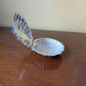 2ps Antique Barker Bros LTD England Silverplate  Clam Shell Butter/Caviar Dish